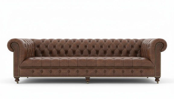 Chesterfield 4 Sitzer Polster Couch Antik Stil Leder Textil Stoff Sofa Couchen