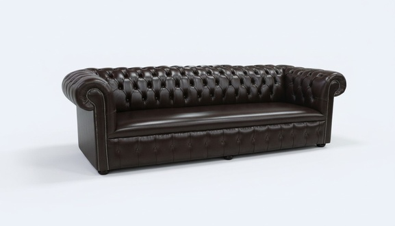 Chesterfield 4 Sitzer Polster Couch Antik Stil Leder Stoff Sofa Couchen Textil
