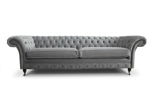 Chesterfield 4 Sitzer Polster Couch Modern Stil Leder Stoff Sofa Couchen