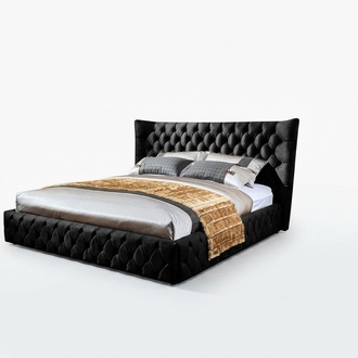 Chesterfield Bett Schlafzimmer Betten Textil 180x200cm Samt Big Hotel Schwarz