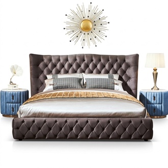 Chesterfield Bett Schlafzimmer Betten Textil 180x200cm Samt Big Hotel