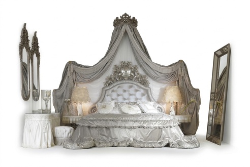 Chesterfield Bett Silber Luxus Schlafzimmer Betten Italienische Möbel Design Neu