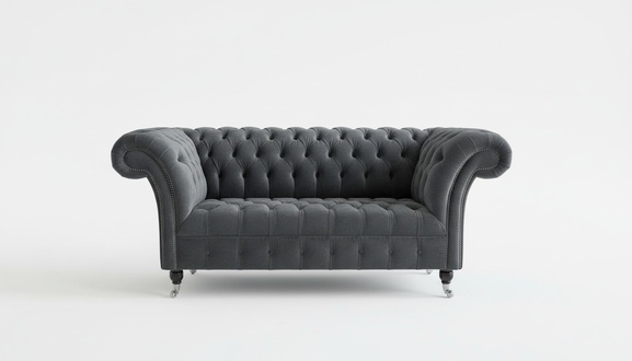 Chesterfield Big Textil Design Wohnzimmer Couch Sofa Polster 2 Sitz Leder #123