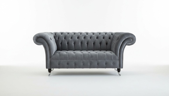 Chesterfield Big Textil Design Wohnzimmer Couch Sofa Polster 2 Sitz Leder #124