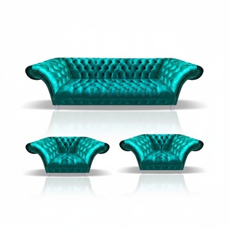 Chesterfield Blau Sofagarnitur Polster Möbel Sitzmöbel Designer Wohnzimmer