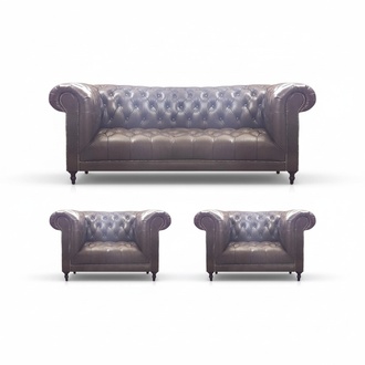 Chesterfield Braun Polstermöbel Wohnzimmer Sessel 3+1+1 Sofa Dreisitze