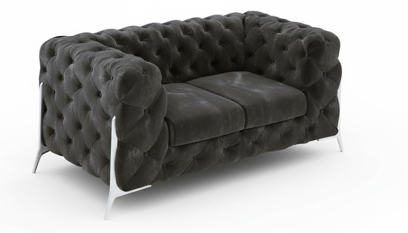 Chesterfield Couch 2 Sitzer Polster Sitz Textil Stoff Leder Couchen Sofas Sofa