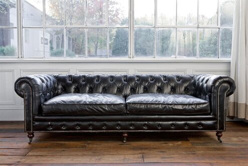Chesterfield Couch Polster Sofas Klassische Leder Textil Sofa 4 Sitzer Sofort