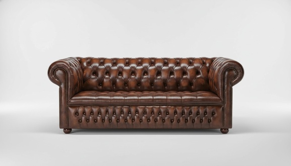 Chesterfield Büro Couch Polster Sofas Klassischer Leder 3 Sitzer 100% Leder Sofort
