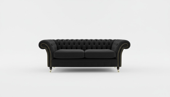 Chesterfield Couch Sofa Polster 3 Sitzer Couchen Sitz Garnitur Sofas Schwarz