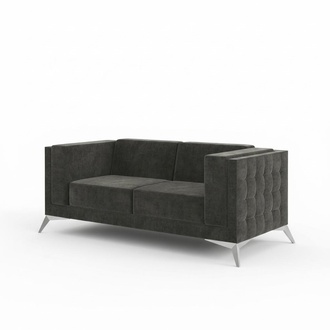 Chesterfield Couch Sofa Polster 2 Sitzer Couchen Sitz Garnitur Sofas Grau Neu