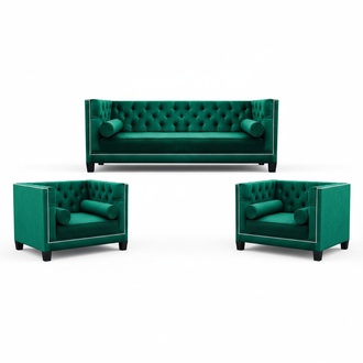 Chesterfield Design Luxus Polster Sofas Couch Sitz Garnitur Sessel 3+1+1