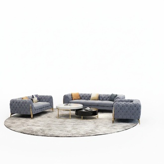 Chesterfield Design Sofa Couch Polster Sitz Garnitur 3+2+2 Sitzer Metall