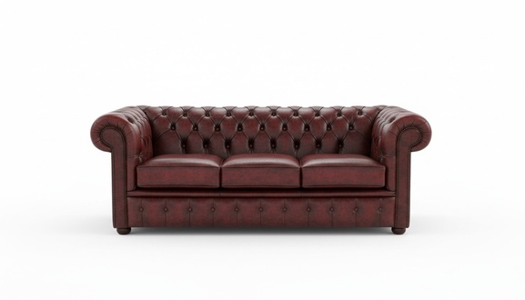 Chesterfield Designer Large 3 Sitzer Sofa Leder Rot Textil Luxus Polstersofas