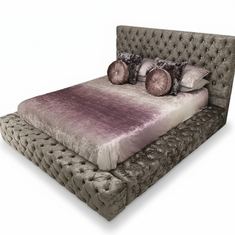 Chesterfield Doppelbett Möbel 180x200 Polster Textil Betten Luxus Design Rahmen