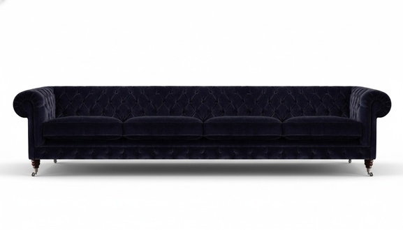 Chesterfield Dunkelblaue 4-Sitzer Couch Wohnzimmer Polster Sitzmöbel