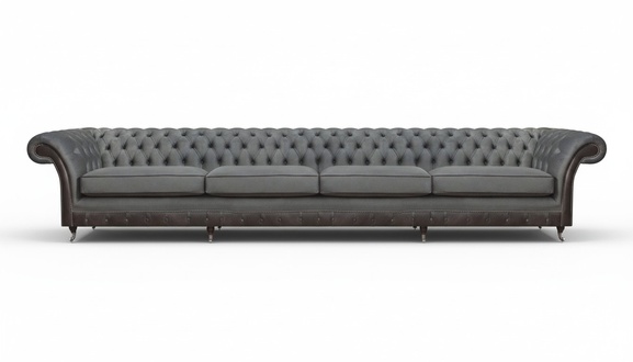Chesterfield Grau Sofa Viersitzer Couch Polstermöbel Designer Wohnzimmer