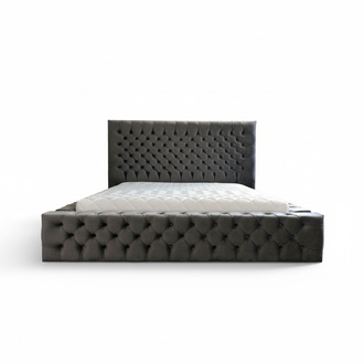 Chesterfield Grey Doppel Schlafzimmer Holzmöbel Design elegante Polsterung Stoff