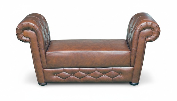 Chesterfield Hocker Leder Polster Fußhocker Chaise Ottomane Pouf Relax Neu