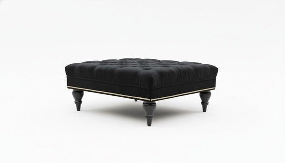 Chesterfield Hocker Stoff Design Couch Polster Textil Modern Schwarz Beistell