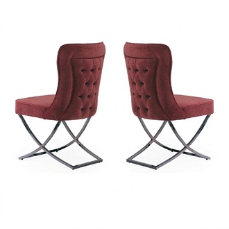 Chesterfield Hotel Garnitur Textil Polster Gruppe 2x Set Design Stuhl