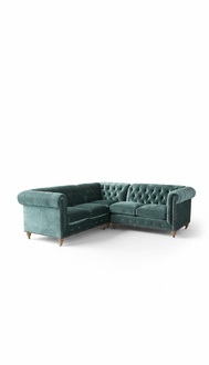 Chesterfield Klassische Eckcouch Polster Ecksofa Garnitur Textil Stoff 16101309