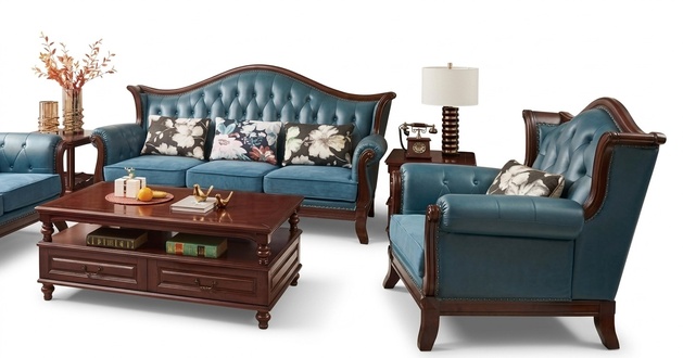 Chesterfield Klassische Ledergarnitur Barock Rokoko Sofagarnitur 3+1