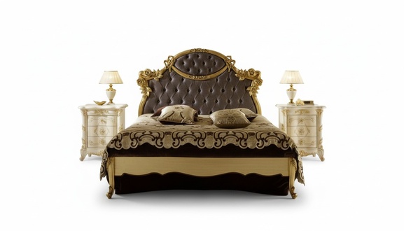 Chesterfield Klassisches Bett Luxus Möbel Barock Hotel Leder Schlafzimmer Betten