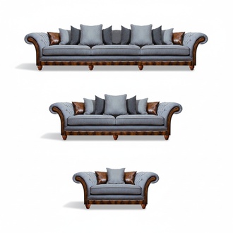 Chesterfield Luxuriöse Sofagarnitur 3+2+1 Couchen Polstersitz Wohnzimmer