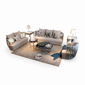 Chesterfield Metall Couch Polster Sitz Garnitur Sofa 3+1 Stoff Design Garnituren