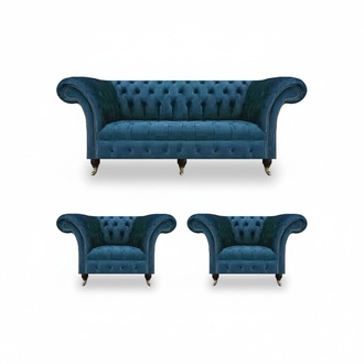 Chesterfield Modern Set 3tlg Luxus Sofas Komplett Einrichtung Sessel Sitzmöbel