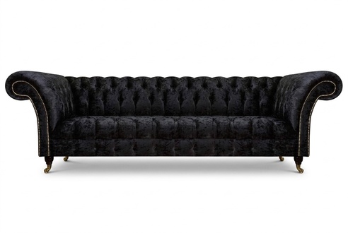 Chesterfield Moderner Schwarzer Viersitzer Edle Polstermöbel 4-Sitzer