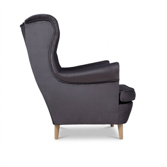 Chesterfield Ohrensessel Sessel Couch Sofa Polster Sitz Lounge Relax Grau Stoff