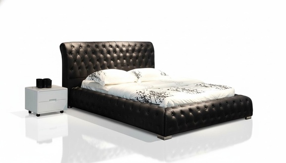 Chesterfield Polster Doppel Ehe Betten Modernes Designer Bett Leder Textil 9178B