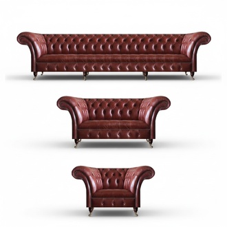 Chesterfield Polstermöbel Braun Komplett Sofagarnitur 3tlg Wohnzimmer