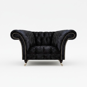 Chesterfield Polstersessel Schwarzer Einsitzer Luxuriöser Lehnsessel