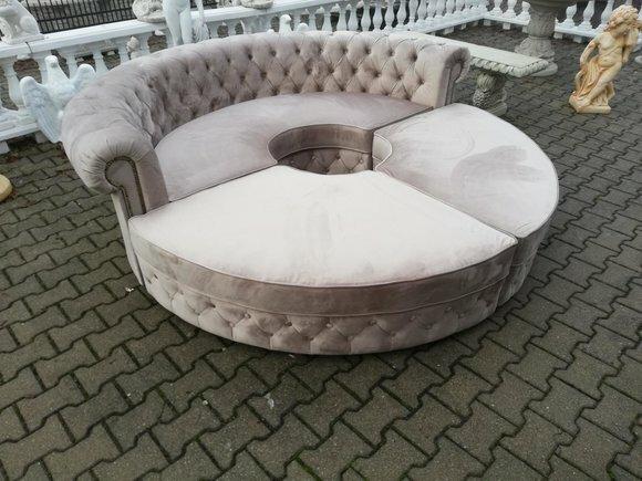 Chesterfield Rundsofa Stoff Runde Sofa XXL Wohnlandschaft Eckcouch