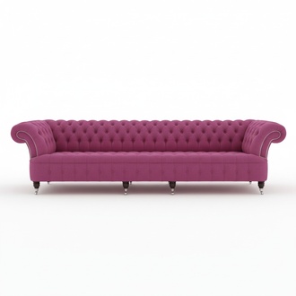 Chesterfield Samt Sofa 5 Sitzer Designer Couchen Couch Textil Pink Stoff