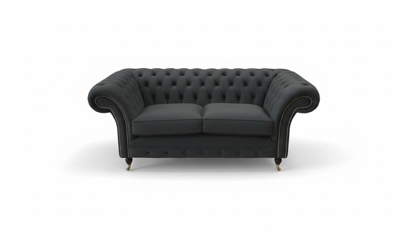 Chesterfield Schwarz 2 Sitzer Couch Polster Couchen Design Sofa Textil