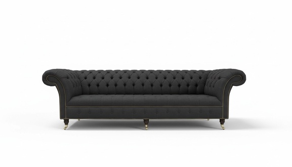Chesterfield Schwarz Couch Sofa Polster 4 Sitzer Couchen Sitz Garnitur