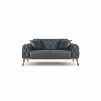 Chesterfield Schwarzer 2-Sitzer Luxuriöse Leder Sitzmöbel Büro Möbel