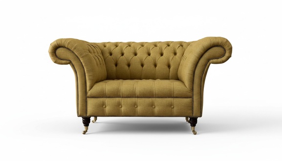 Chesterfield Sessel Design Polster Sofa Couch Braun Textil Möbel Neu
