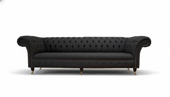 Chesterfield Sofa 4 Sitzer Schwarz Stoff Wohnzimmer Design Couch Polster