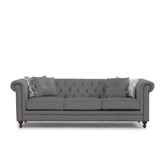Chesterfield Sofa Couch Polster Stoff Leder Couchen Polster Garnitur 3 Sitzer