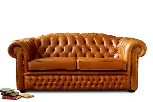 Chesterfield Sofa Couch Polster Stoff Leder Couchen Braune Garnitur 3 Sitzer