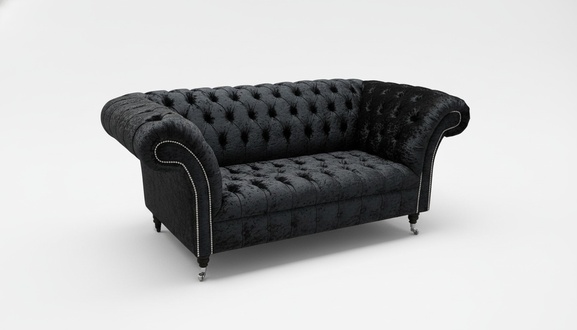 Chesterfield Sofa Fernseh Couch 2 Sitzer Luxus Textil Stoff Couchen Polster