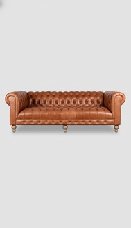 Chesterfield Sofa Polster Couch 3 Sitzer Ledersofa Original Braun Sofas