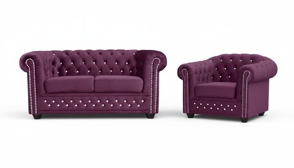 Chesterfield Sofagarnitur 2+1 Sitzer Design Couch Sofa Garnitur Set Neu