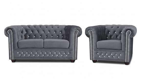 Chesterfield Sofagarnitur 2+1 Sitzer Design Couch Polster Sofa Garnitur Set Neu