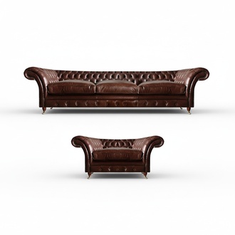 Chesterfield Sofagarnitur 2tlg Set Polster Möbel Set 3+1 Couchen Sitzgruppe